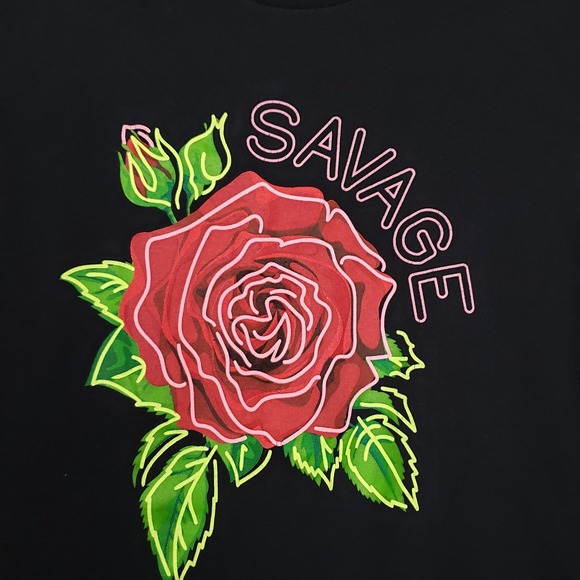 Essex Dry Goods Women's Size M Savage Rose Graphic Tee Shirt Black Grunge Edgy - Picture 2 of 7